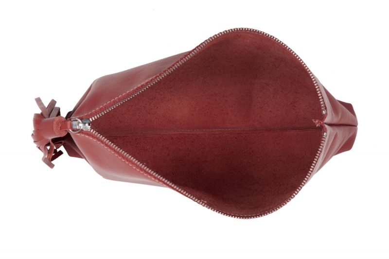Bolso piel rojo clutch con borla Lacambra